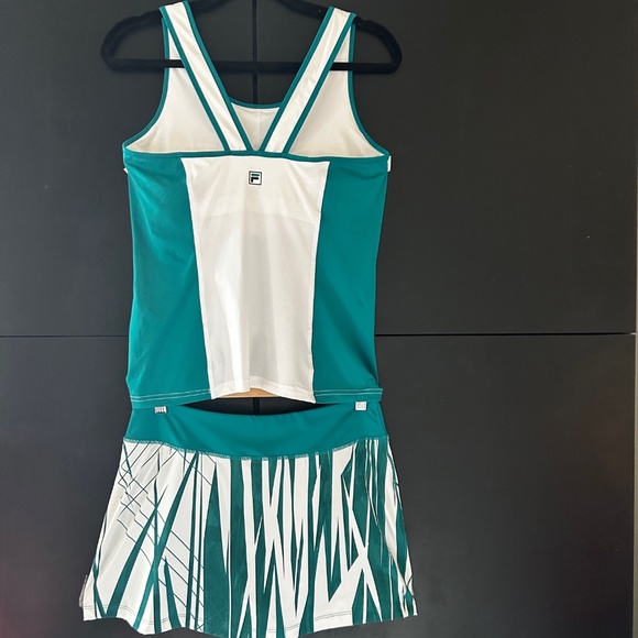 Fila White and Teal Tank Top and Skirt Set  Size Medium - Picture 3 of 4